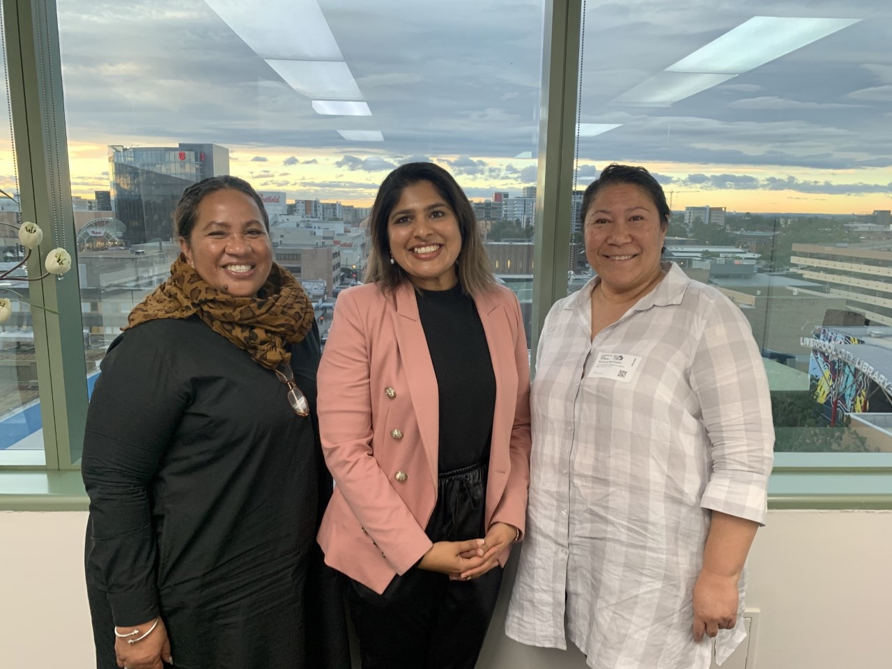 Charishma Kaliyanda (centre) with members of the Fijian Diaspora Womenâ€™s Alliance in June 2021