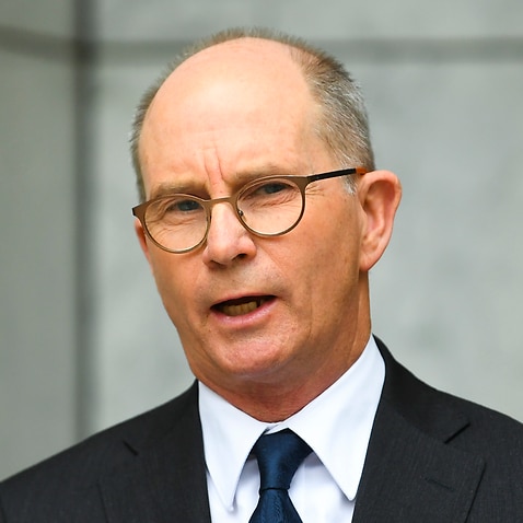 Australian Chief Medical Officer Paul Kelly speaks during a press conference  at Parliament House in Canberra in February 2021.