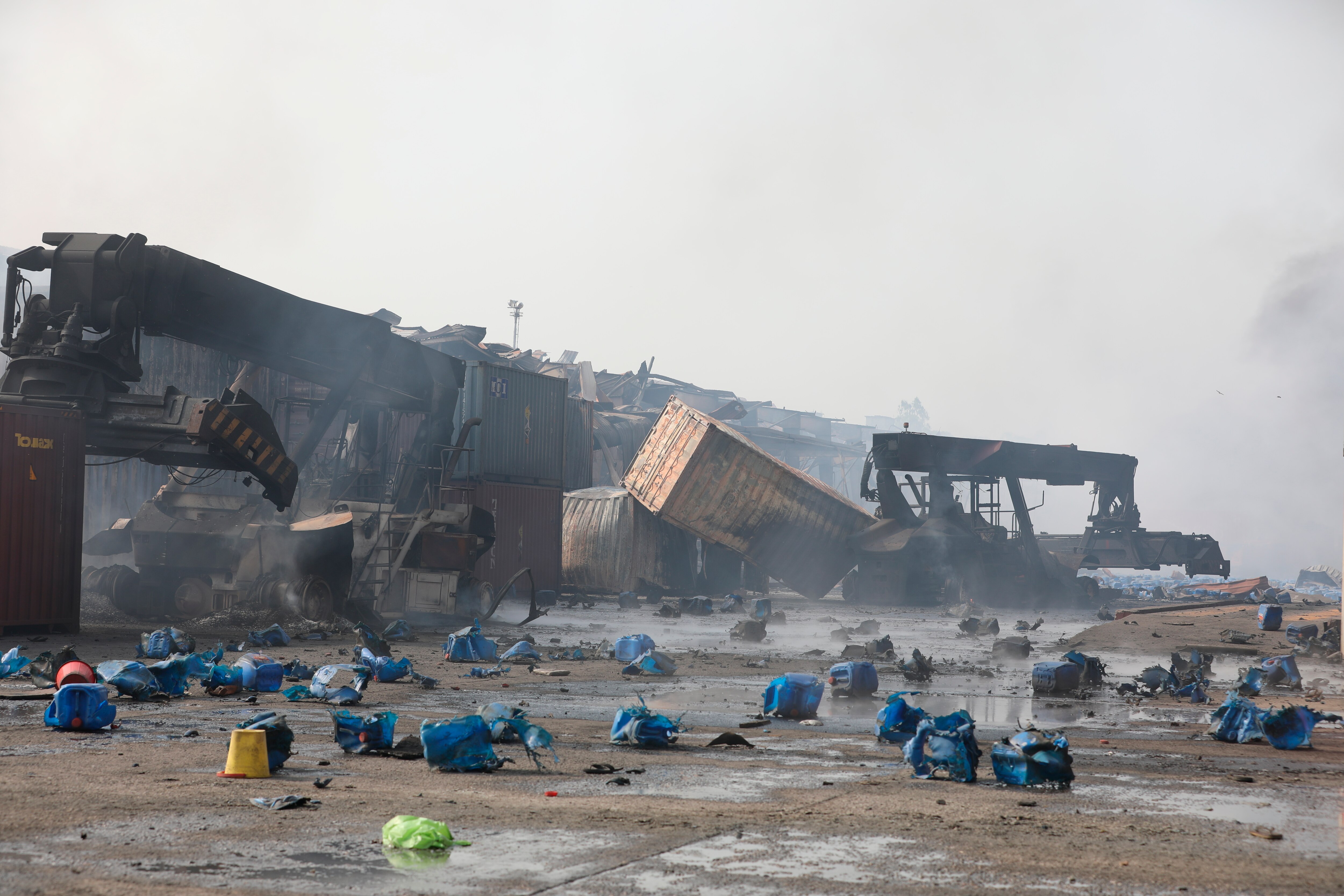 The scene after a fire broke out at the BM Inland Container Depot, a Dutch-Bangladesh joint venture, in Chittagong, 216 km (134 miles) southeast Bangladesh.