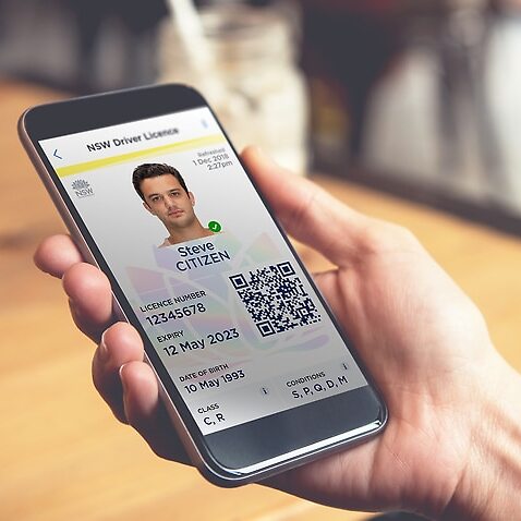 Image of a digital driver license on a mobile phone.