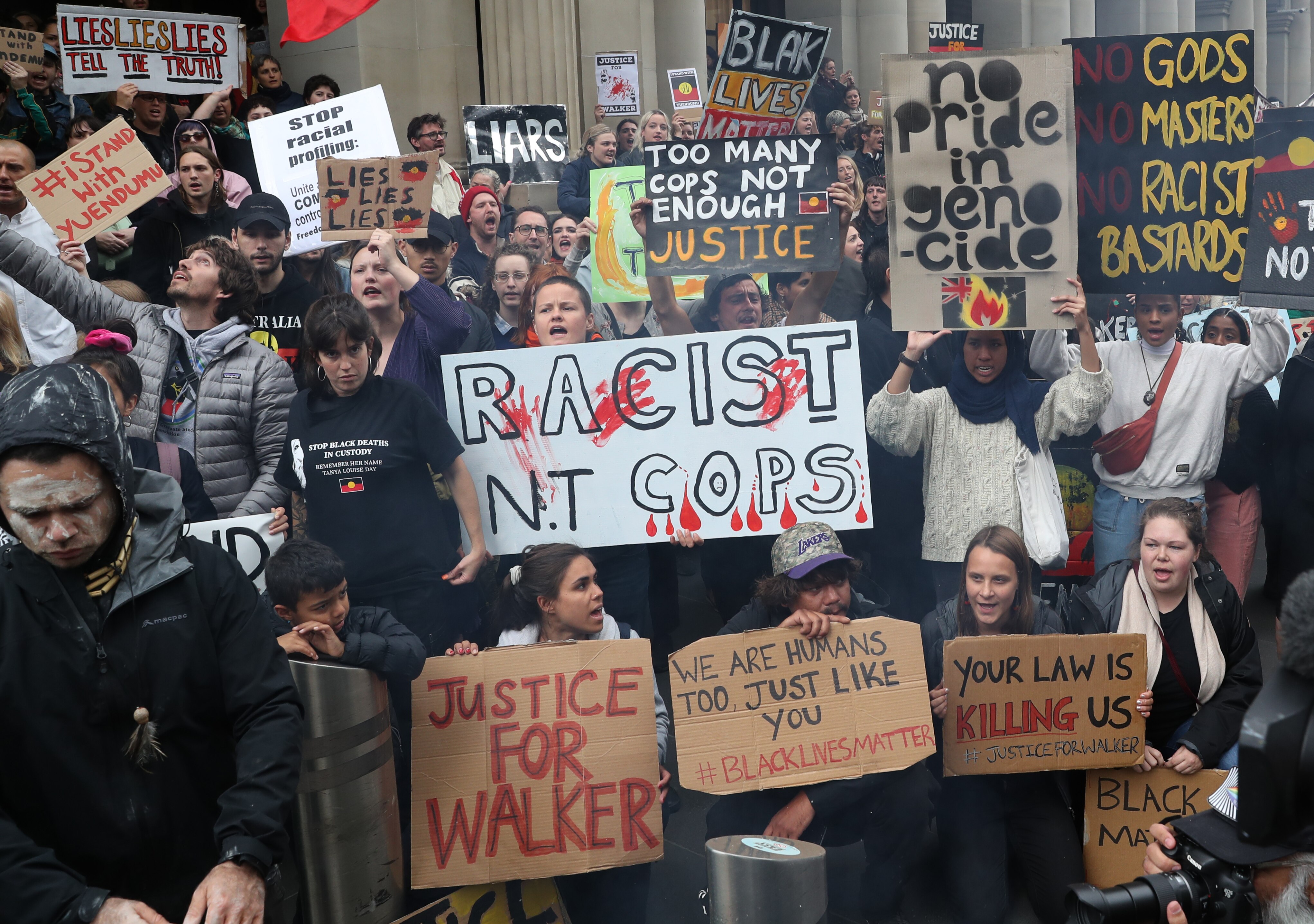 A Melbourne protest in November 2019 calling for justice for 19-year-old Warlpiri teenager Kumanjayi Walker.                            