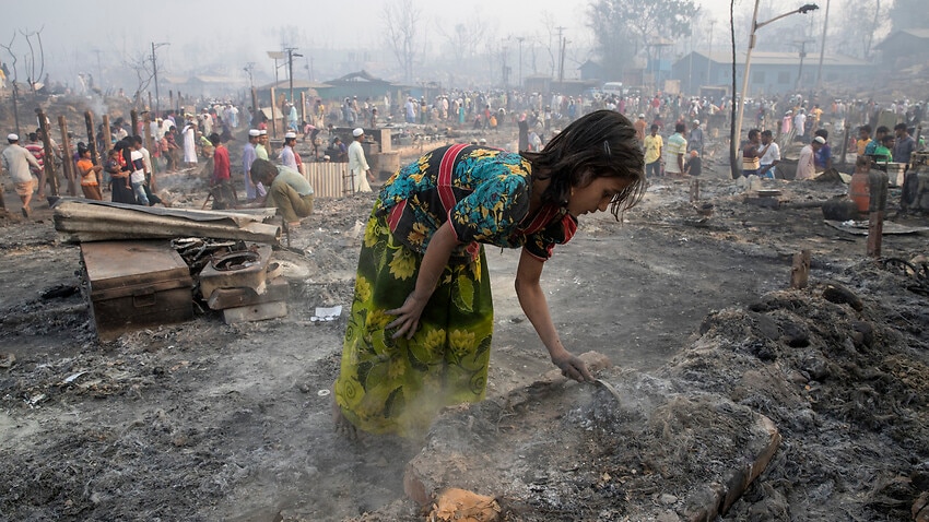 The UNHCR says 400 people are still unaccounted for and tens of thousands are displaced after a massive fire at a Rohingya refugee camp in Bangladesh.