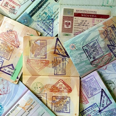 Visas stamped on passport