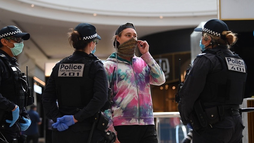 Image for read more article 'Two anti-lockdown protesters arrested after shopping centre flash mob in Victoria'