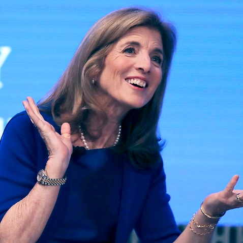 FILE - This June 19, 2019 file photo shows Caroline Kennedy during the JFK Space Summit at the John F. Kennedy Presidential Library in Boston. John F. Kennedy's daughter Caroline will participate in the christening of a new aircraft carrier that's named a