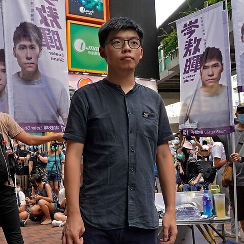 Hong Kong activist Joshua Wong attends an activity for the upcoming Legislative Council elections in Hong Kong.
