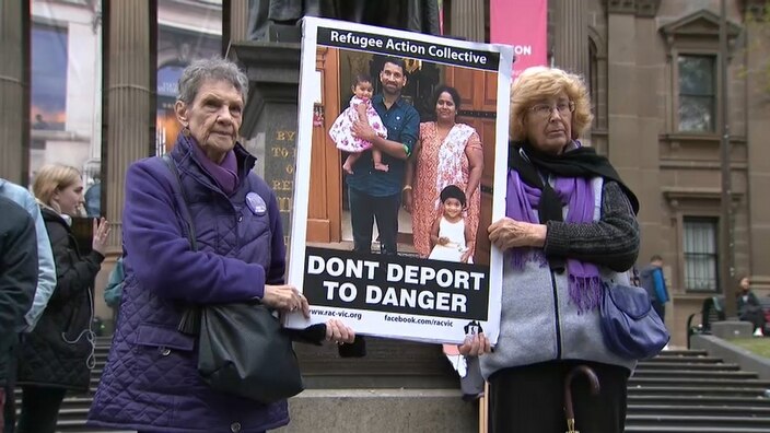Supporters of the Tamily asylum seeker family. 