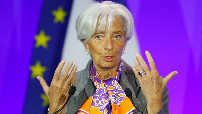 International Monetary Fund (IMF) Managing Director Christine Lagarde delivers her speech during the Paris Forum entitled "Sustainable Debt for Sustainable Growth" at Bercy economy ministry in Paris, Tuesday, May 7, 2019. (AP Photo/Francois Mori)