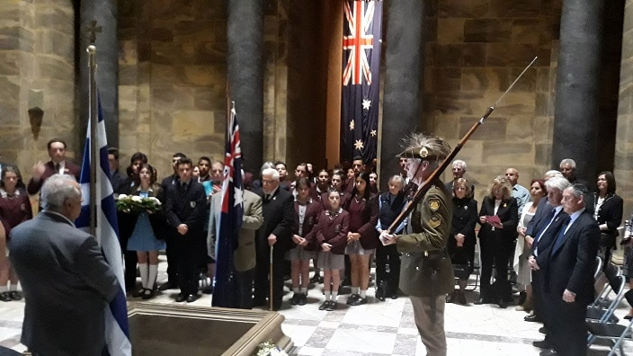At Melbourne's Shrine of Remembrance Cenotaph. 