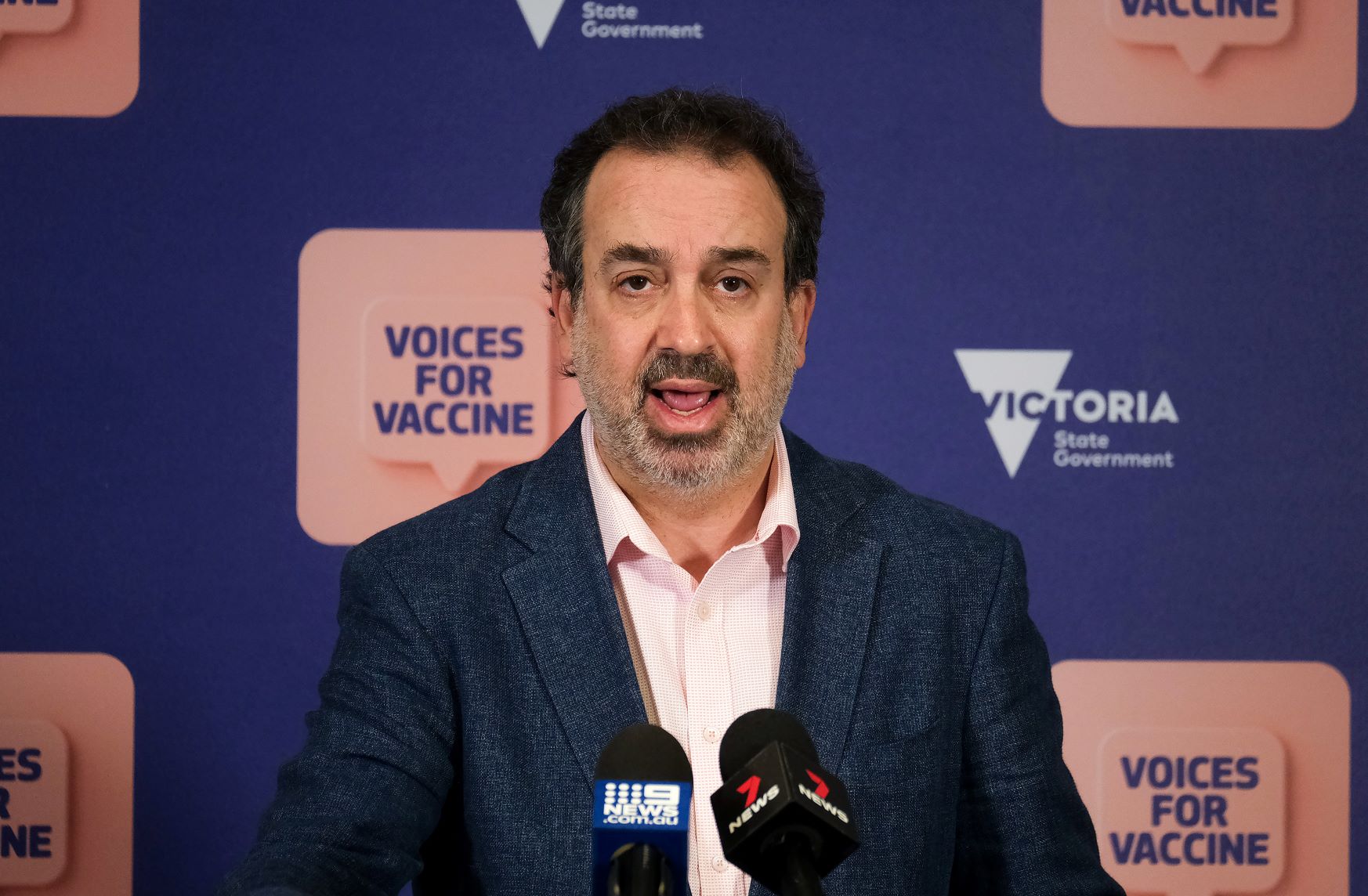 Victorian Minister for Industry Support and Recovery Martin Pakula speaks to the media