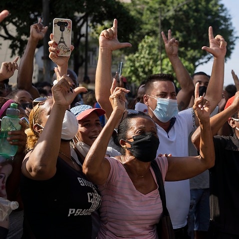 Demonstrators took to the streets in several cities in Cuba to protest against ongoing food shortages and the slow vaccine rollout.