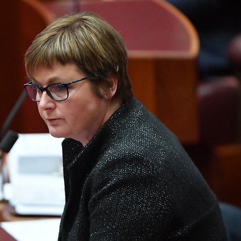 Minister for Defence Linda Reynolds during Question Time in the Senate chamber at Parliament House in Canberra, Tuesday, February 16, 2021. (AAP Image/Mick Tsikas) NO ARCHIVING