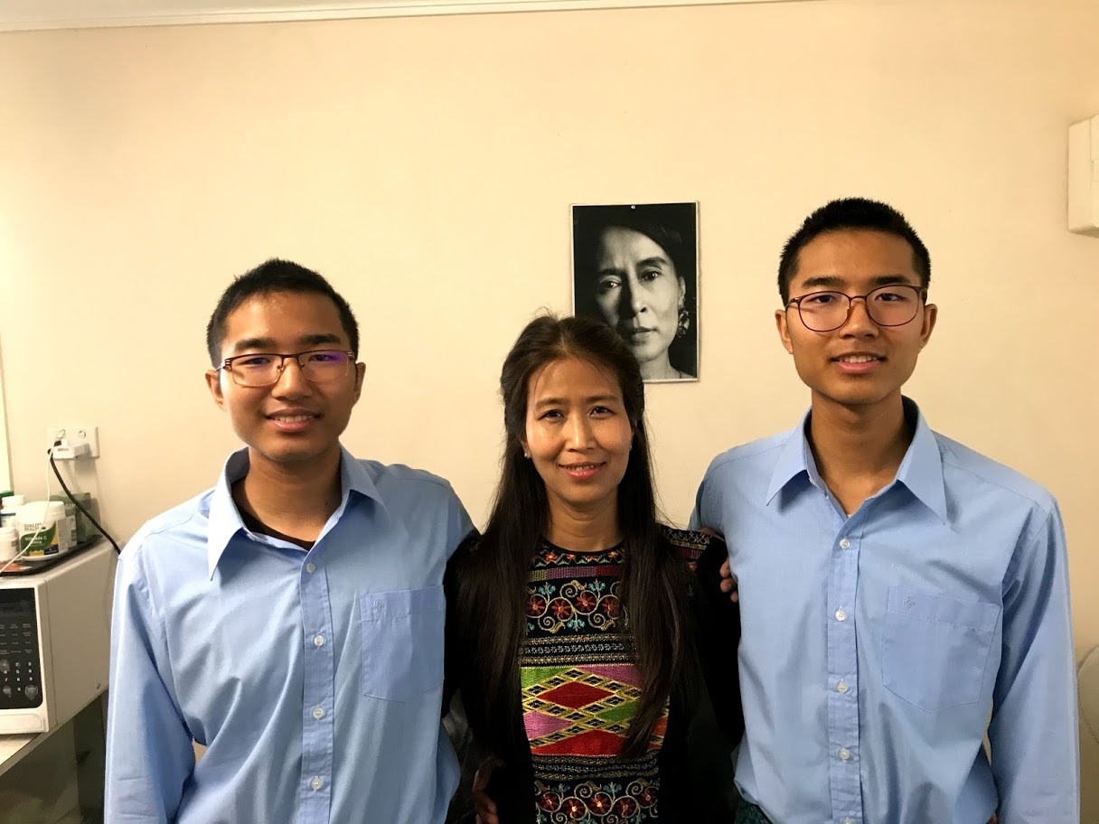 Thida Chaw Hlaing and her sons 