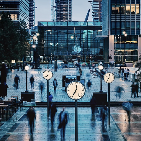 Crowd of People , Canary Wharf in London, UK