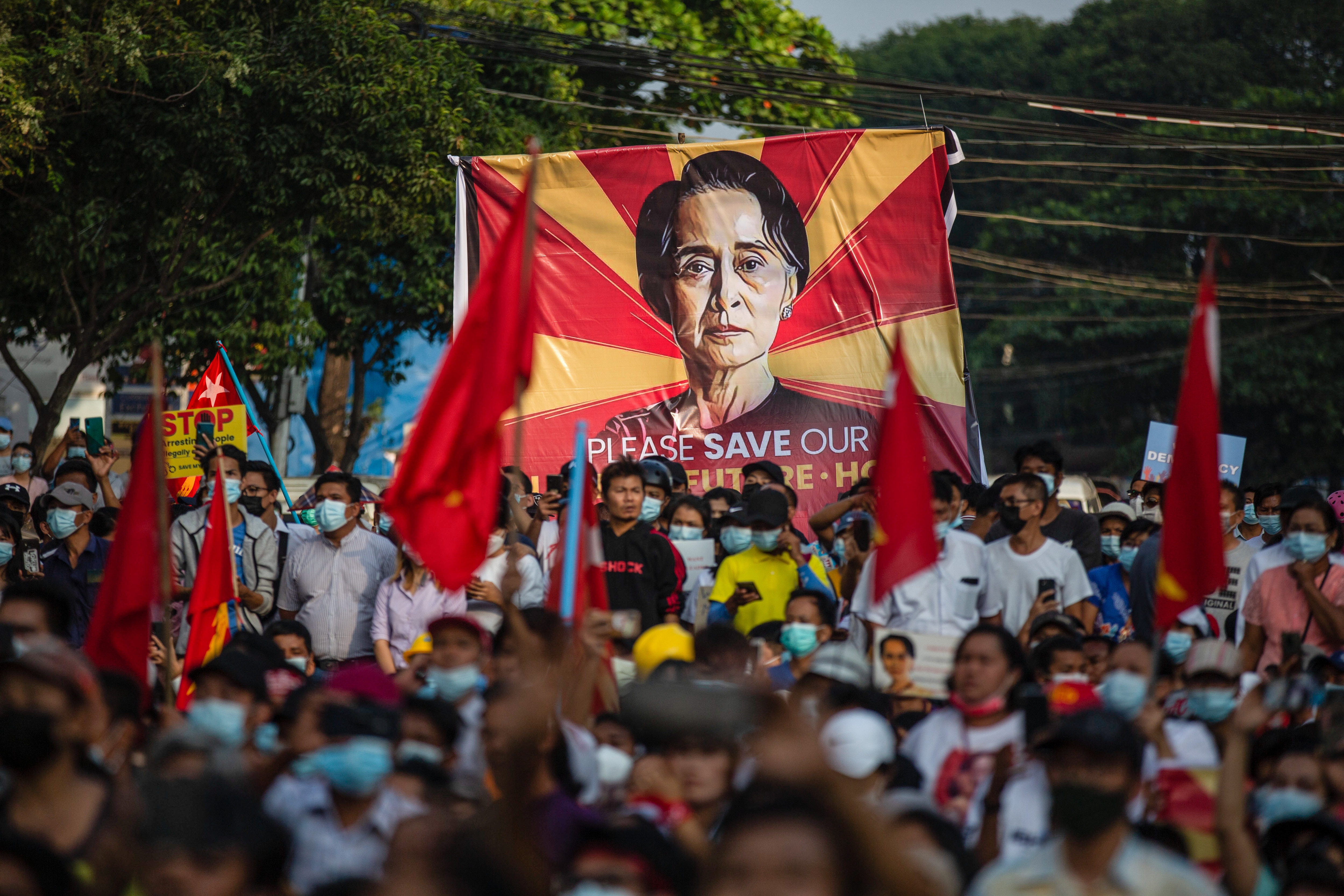 Myanmar’s military deployed armoured vehicles and soldiers around the country to try to quell widespread violence from protesters.