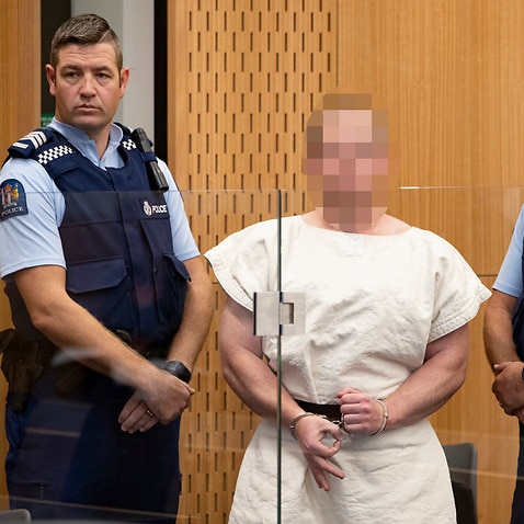 Brenton Tarrant in court, charged with  murder over the Christchurch mosque massacre.