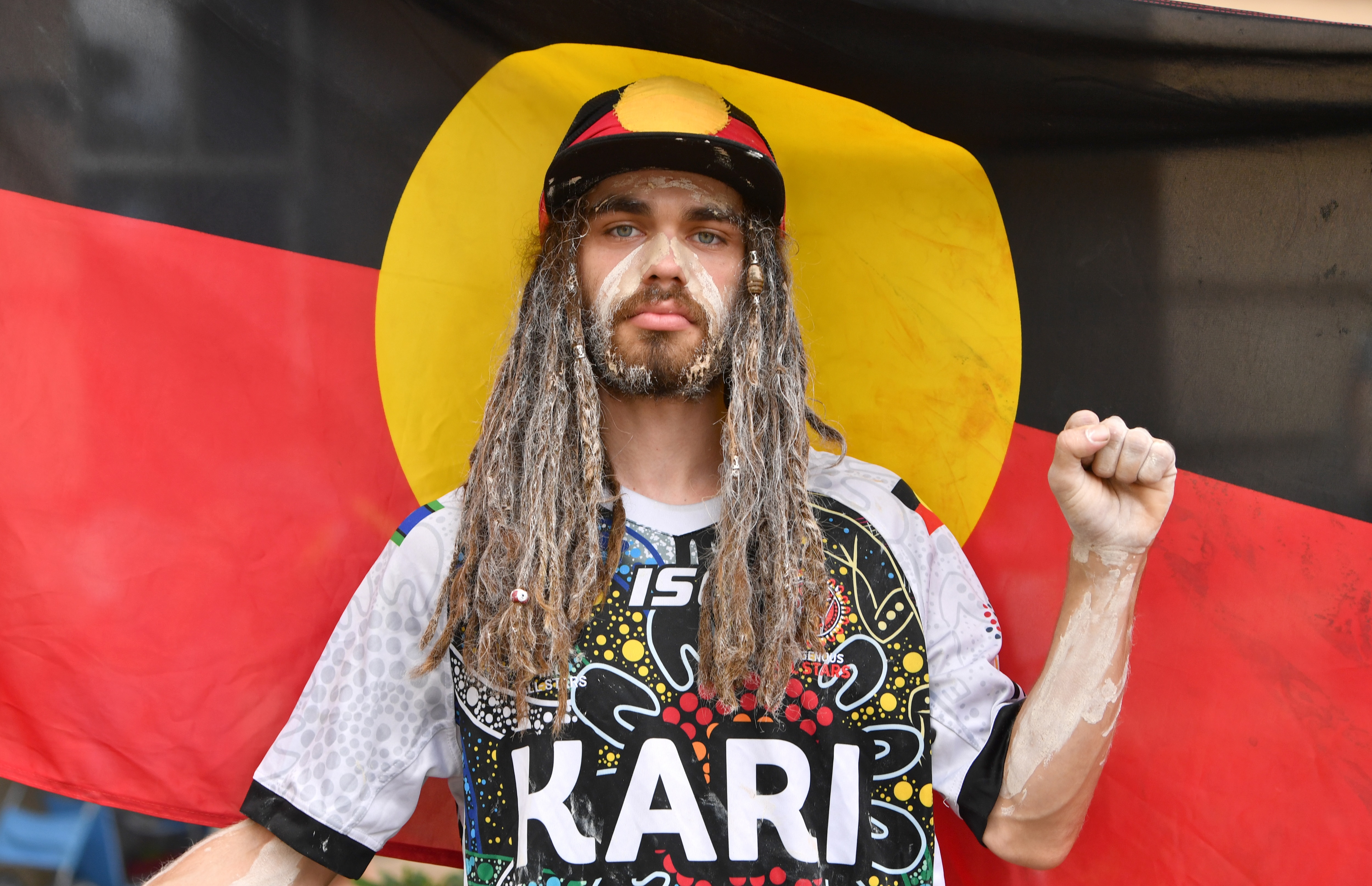 Jesse Randall during the Invasion Day rally in Brisbane. Jesse Randall during the Invasion Day rally in Brisbane.
