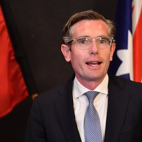 Premier Dominic Perrottet during a press conference at NSW Parliament House in Sydney.
