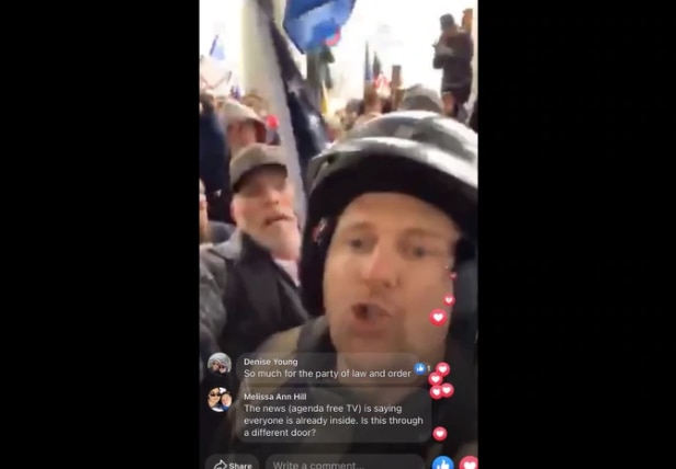 West Virginia state delegate Derrick Evans posted a live stream to his social media showing him storming the Capitol. Derrick Evans posted a live stream to his social media showing him storming the Capitol