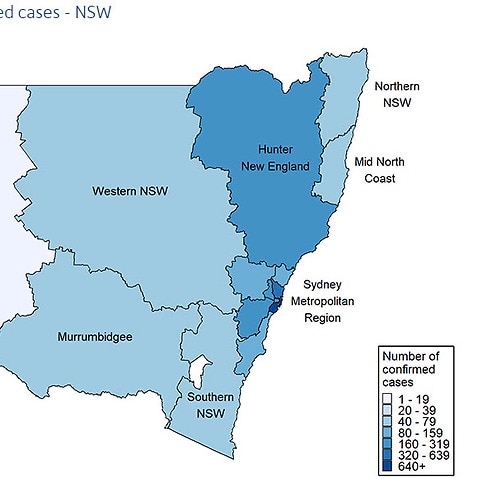 map cases by region NSW