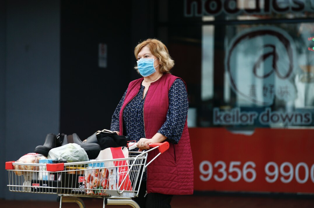 A person wears a mask in Keilor Downs last week.