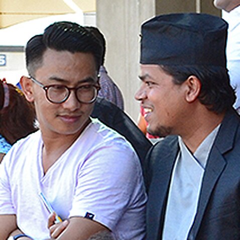 Group of Nepalis sitting and chatting in Melbourne, Australia.