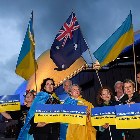 Ukrainian supporters gather in solidarity in Sydney to condemn Russia's invasion of Ukraine
