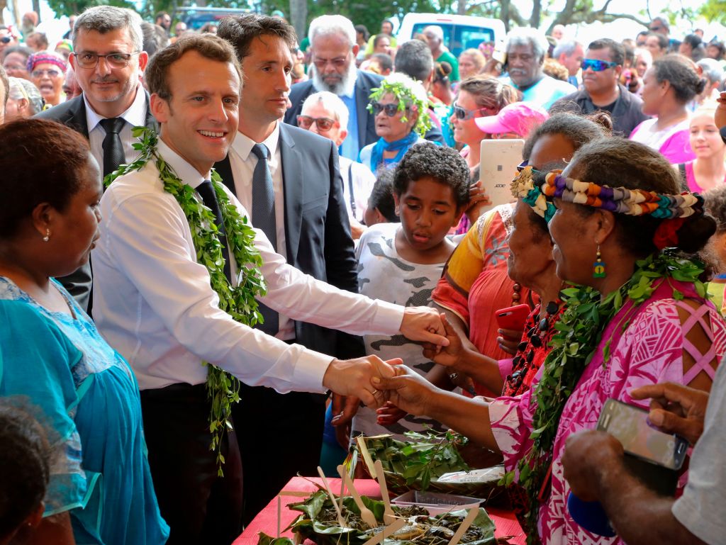 French President Emmanuel Macron in New Caledonia in May. 