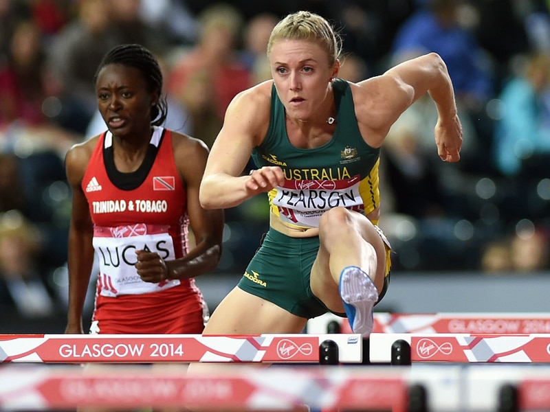 Sally Pearson during the hurdles at the Commonwealth Games