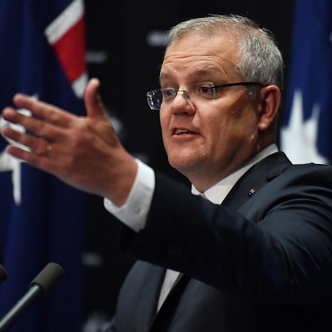 Prime Minister Scott Morrison gives a coronavirus update at Parliament House in Canberra.