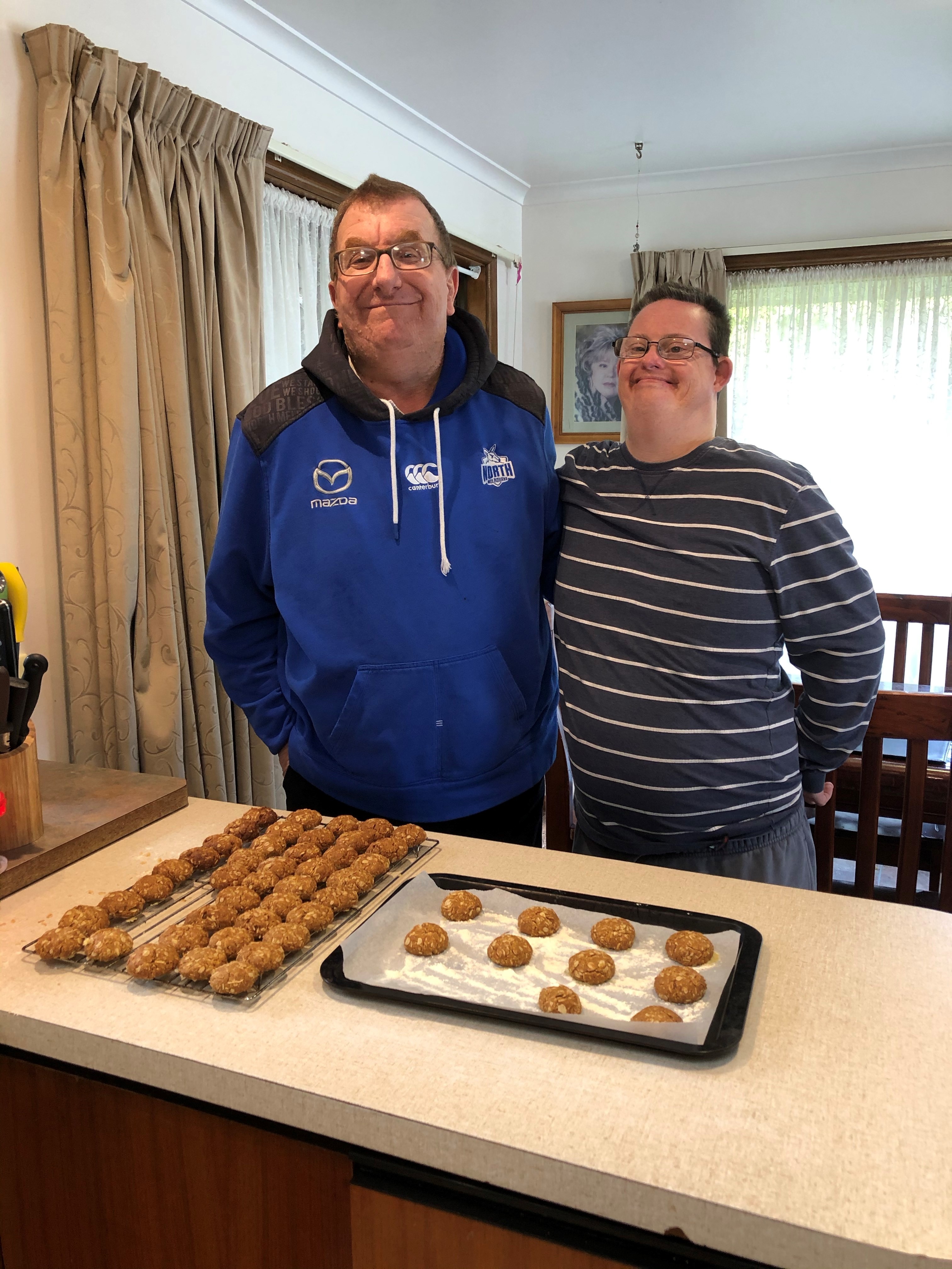 Able Australia participants baking Anzac biscuits at home over the weekend. 