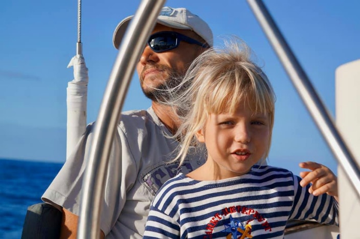 Klochkovs Family travels on yacht around the world