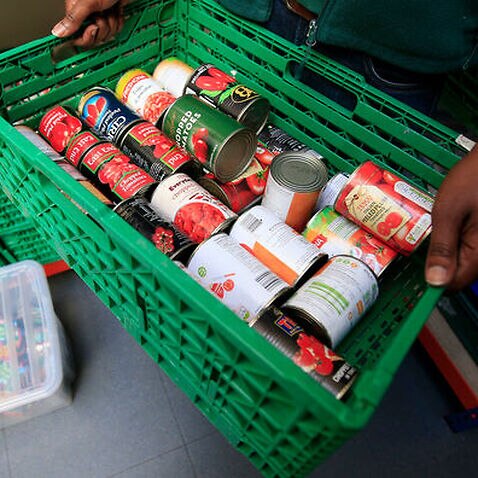Food being sorted at a foodbank.