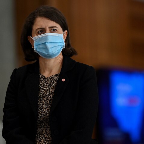 NSW Premier Gladys Berejiklian wears a face mask during a press conference to provide a COVID-19 update, in Sydney, Wednesday, August 18, 2021.