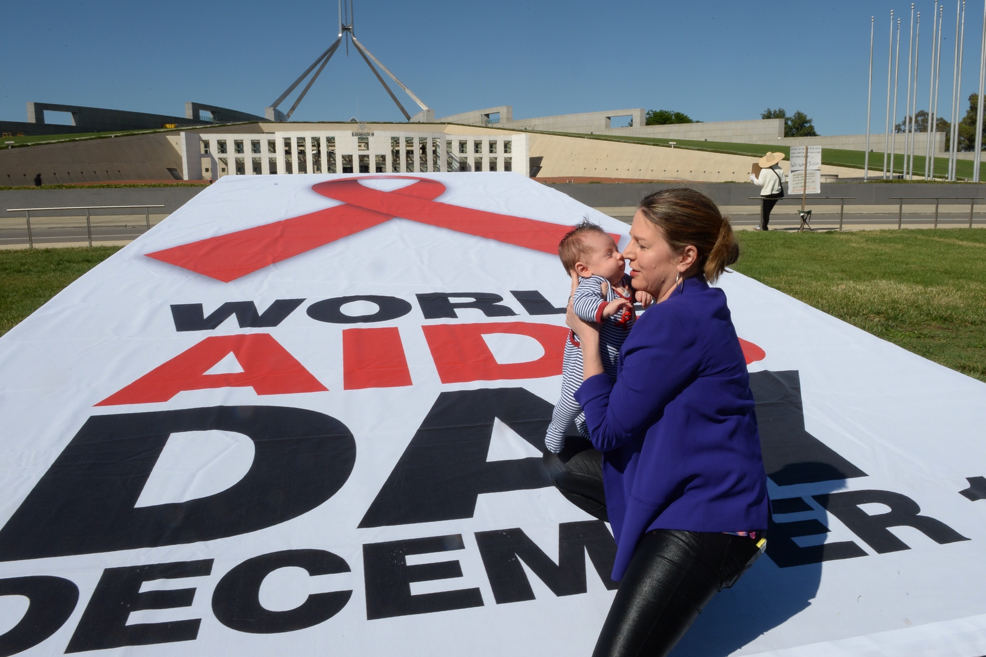 World Aids Day promotion at Parliament House in Canberra, 2014. 
