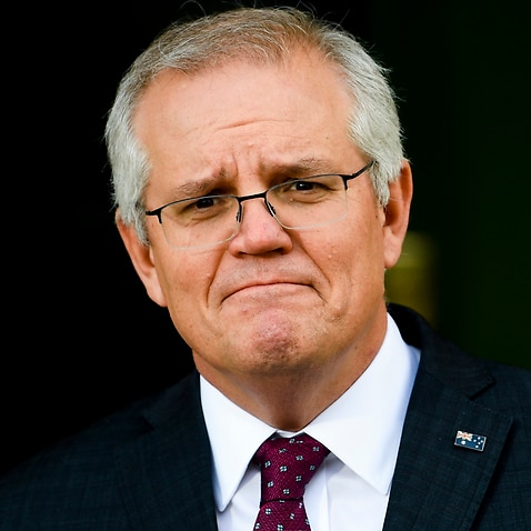 Prime Minister Scott Morrison speaks to the media during a press conference in Canberra.
