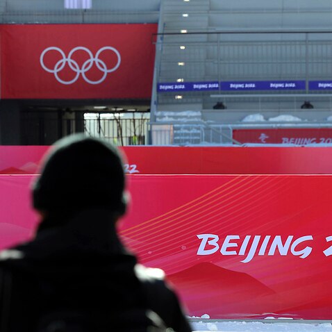 The Kuyangshu Ski Jumping Field, the venue for ski jumping, in Zhangjiakou, China on January 15, 2022