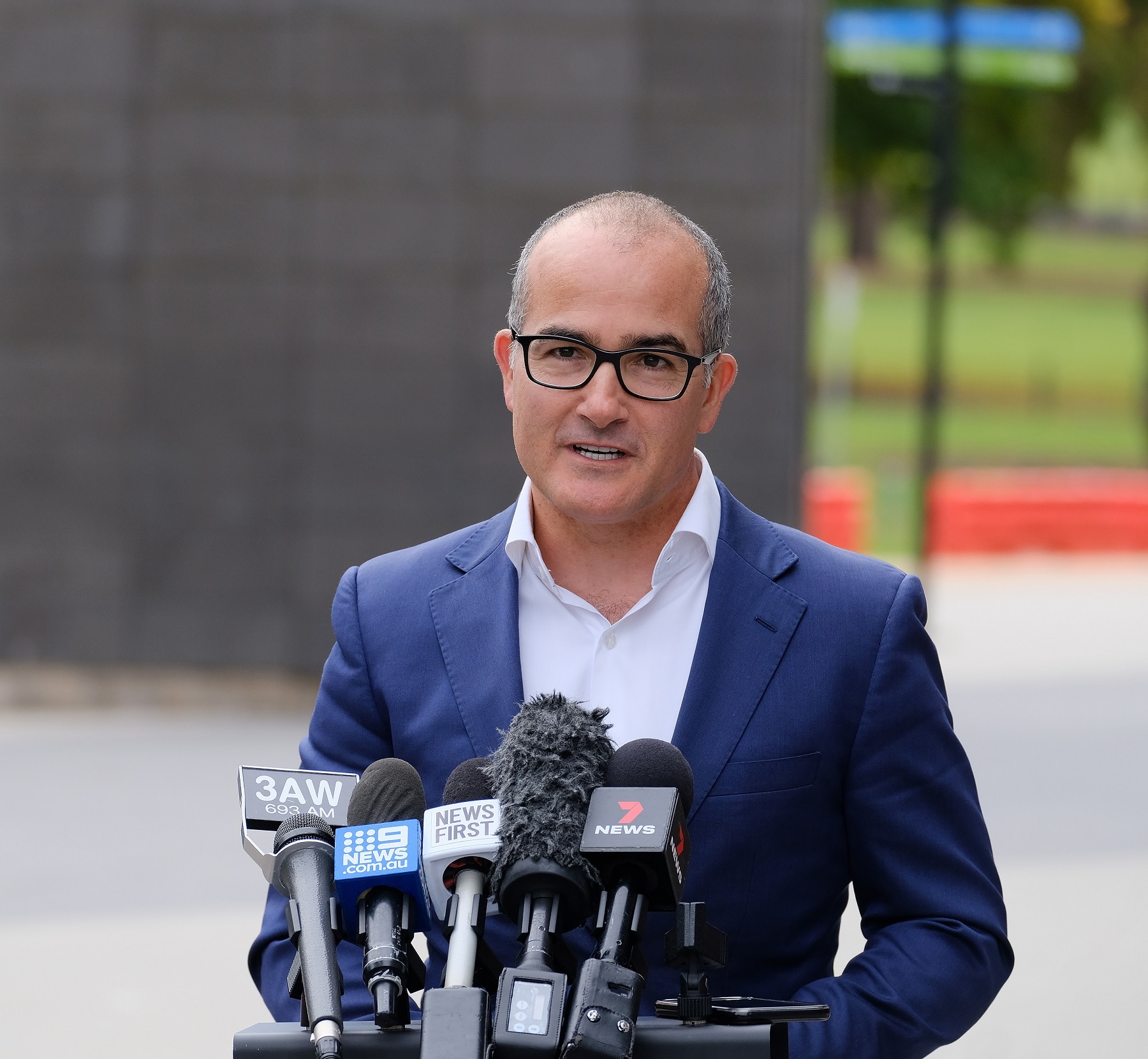 Acting Victorian Premier James Merlino speaks to the media during the announcement of the next round of Change Our Game Making the Call participants at the MCG in Melbourne, Tuesday, April 13, 2021. (AAP Image/Luis Ascui) NO ARCHIVING