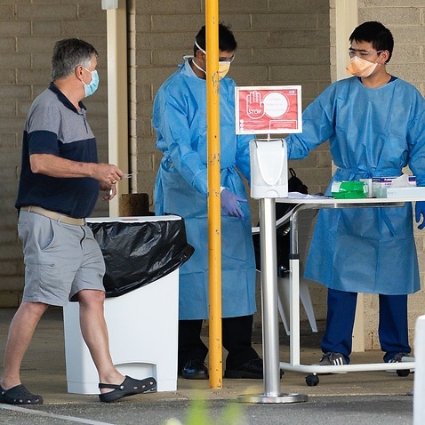 Medical staff at a COVID-19 testing centre at Sir Charles Gairdner Hospital in Perth.