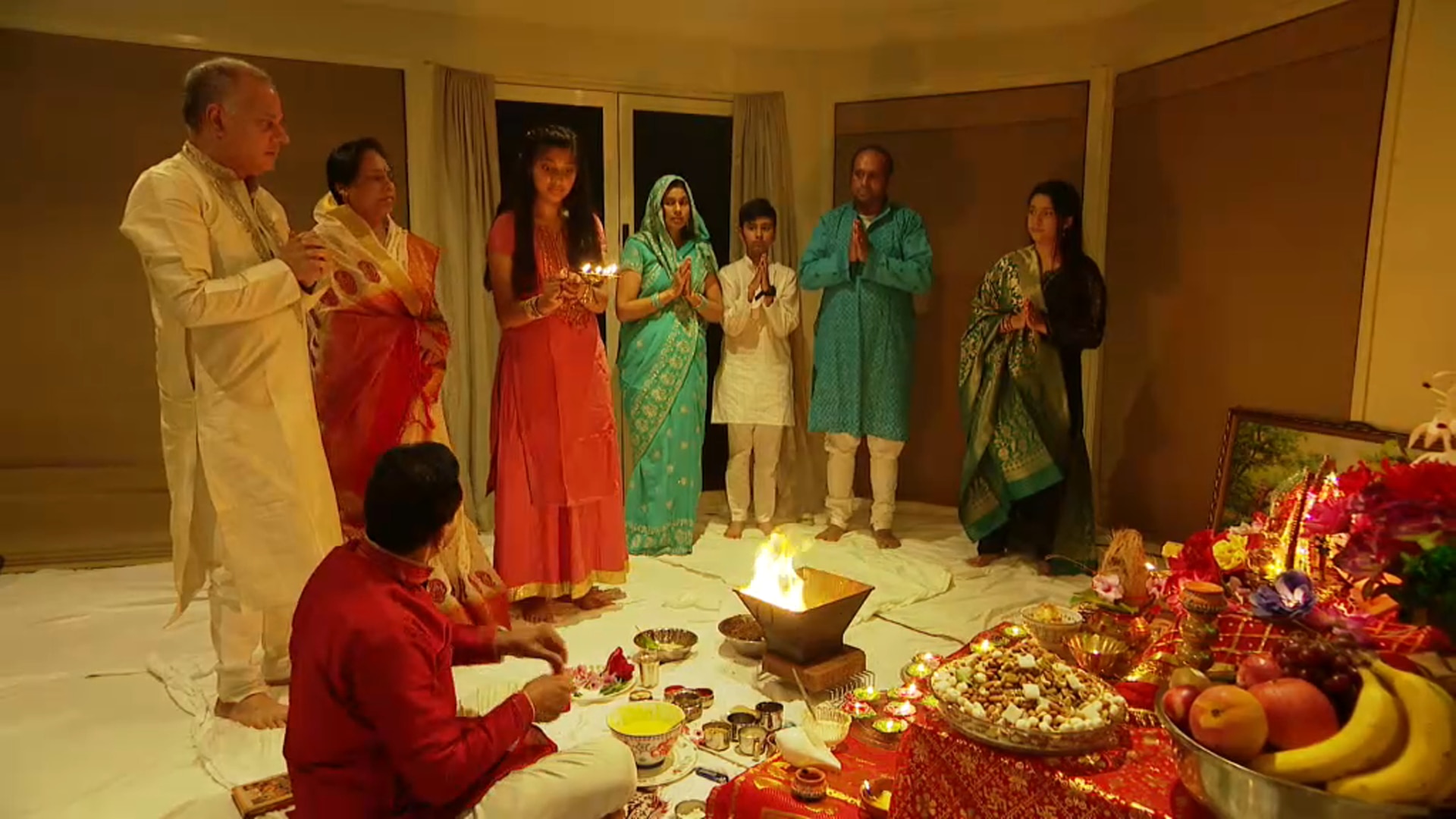 Yadu Singh celebrating Diwali at home with his family in Sydney.