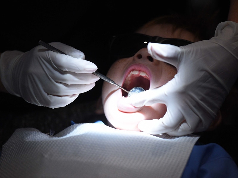A child during a dental exam