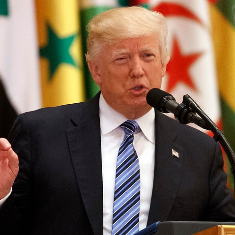 US President Donald Trump delivers a speech to the Arab Islamic American Summit