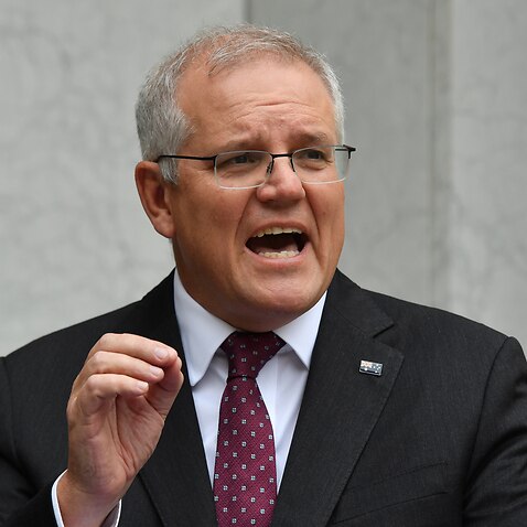 Prime Minister Scott Morrison at a press conference at Parliament House in Canberra. 