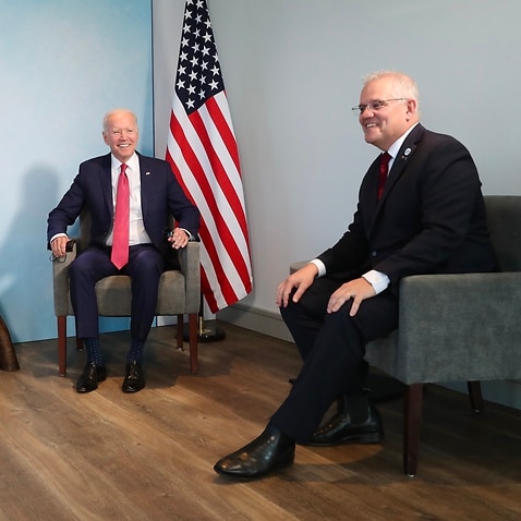 Scott Morrison met with US President Joe Biden and UK Prime Minister Boris Johnson during the G7 summit in Cornwall on Saturday, 12 June.