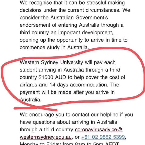The student email from Western Sydney University