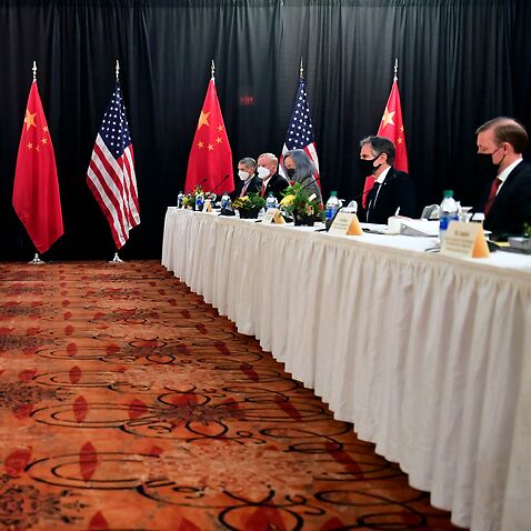 US Secretary of State Antony Blinken (2nd R), speaks at the opening session of US-China talks.