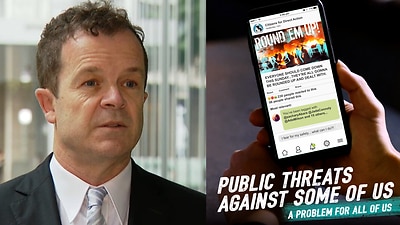 NSW Attorney-General Mark Speakman/A screenshot of a poster from the state government's anti-racism campaign