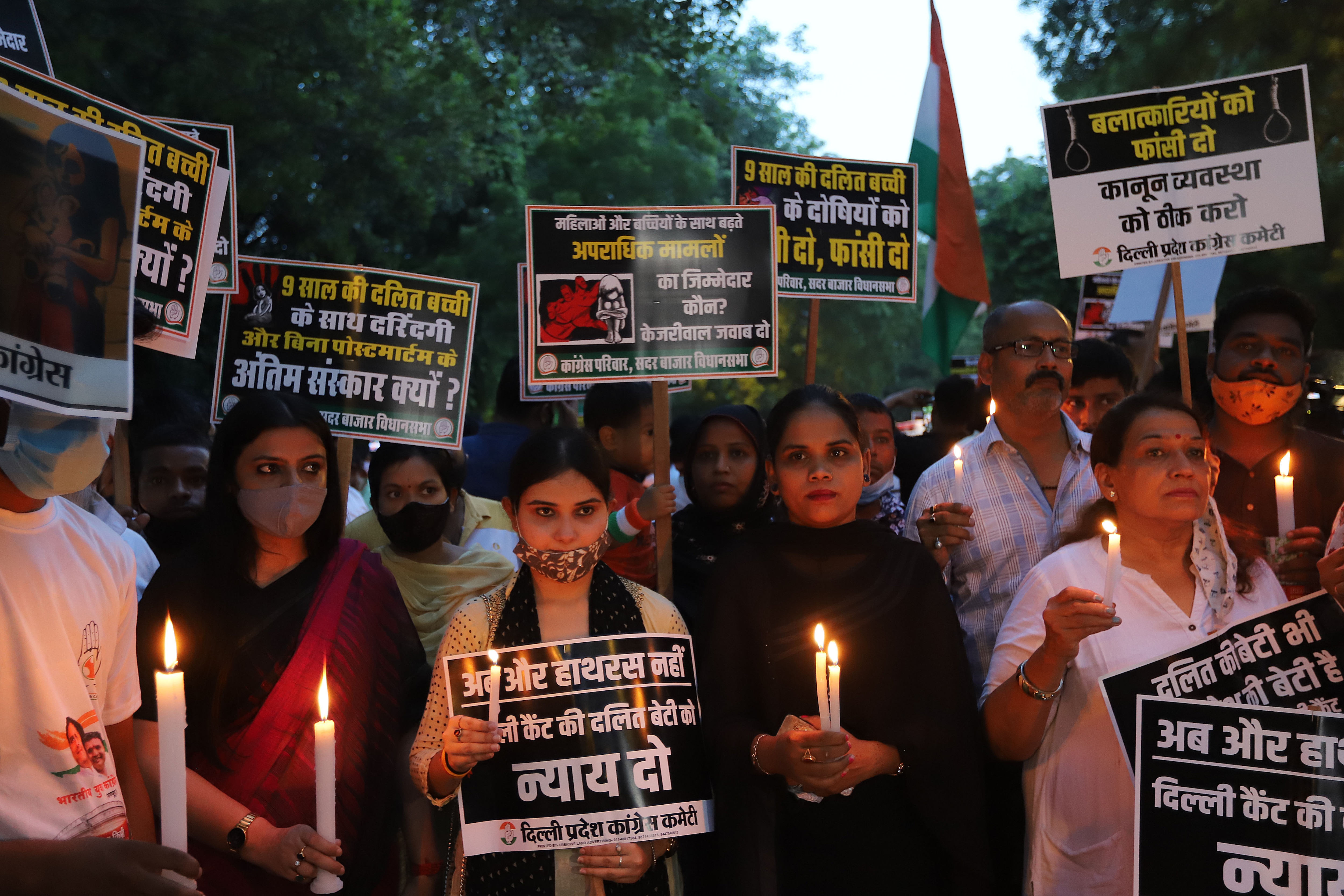 Protesters in Delhi during a silent demonstration against leadersâ€™ silence on the issue of the alleged rape and murder