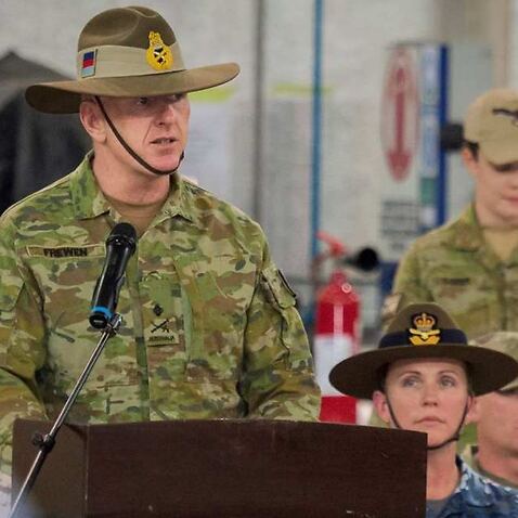 ieutenant General John Frewen addresses the Australian Defence Force personnel.