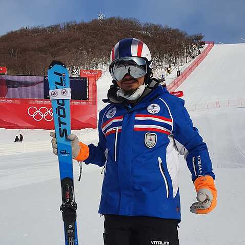 Harinat while coaching Thai ski national team for Winter Olympic 2022